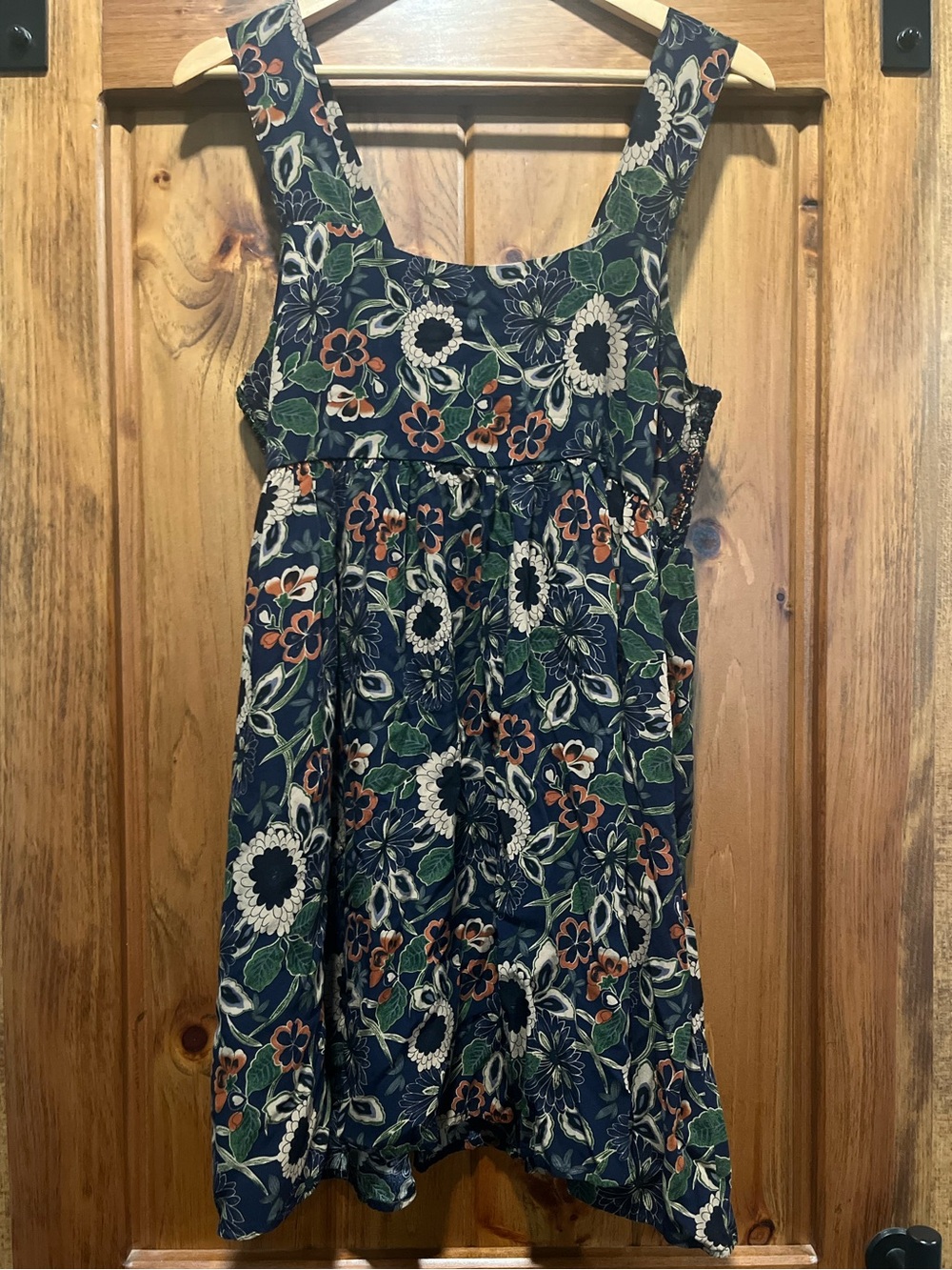 NATURAL LIFE Navy Floral Sundress with Green and Orange Accents